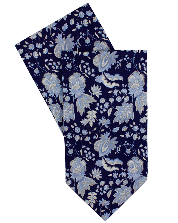 Navy Floral Silk Cravat